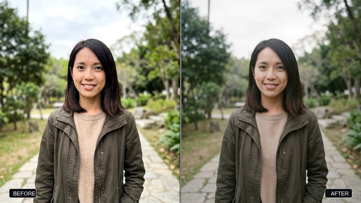 Before and after example: Real analog film look (anti-AI aesthetic)